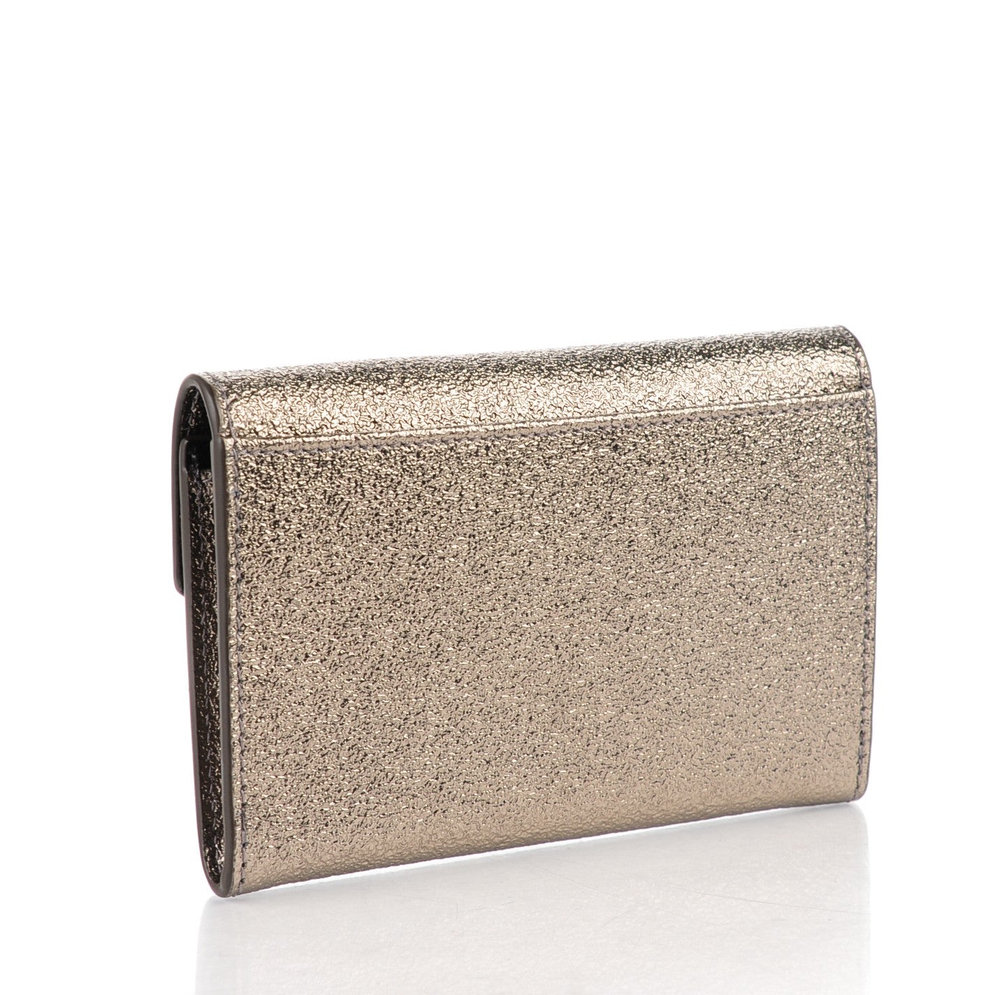Metallic Grained Leather Monogram Envelope Wallet Bronze