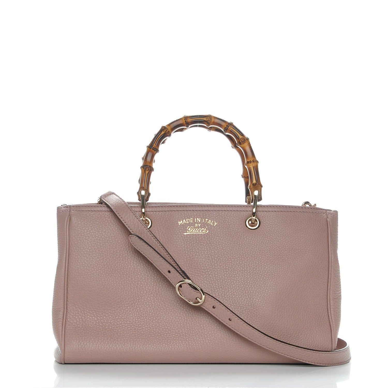 Gucci Pebbled Calfskin Medium Bamboo Shopper Tote Dark Cipria 1 of 8