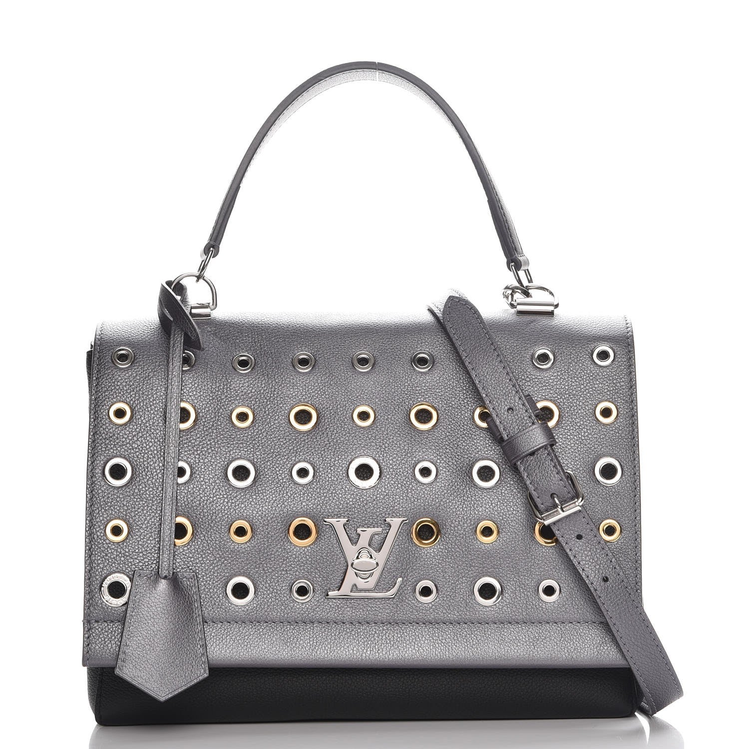 Louis Vuitton Soft Calfskin Eyelet Lockme II Top Handle Gris Silver 1 of 9
