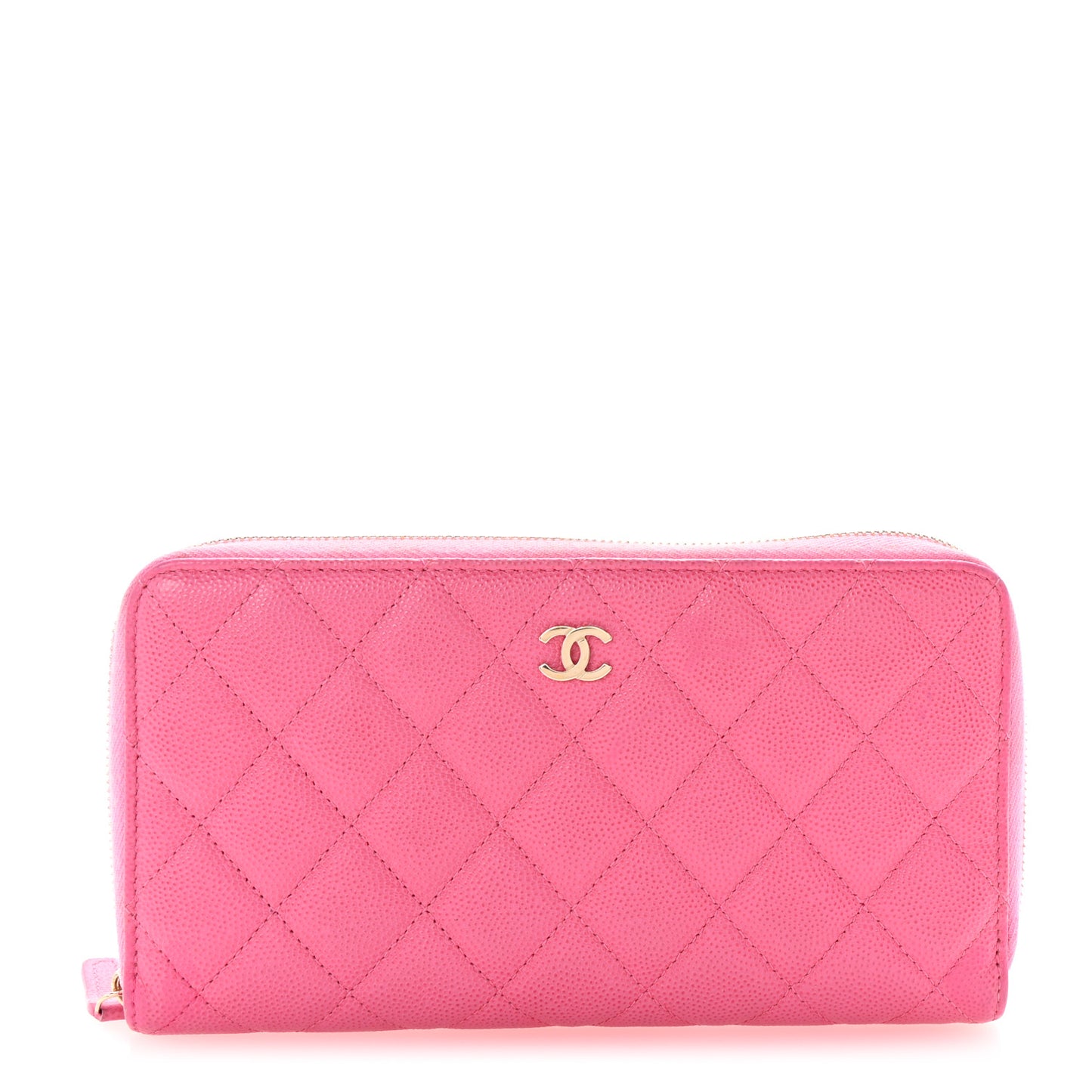 Caviar Quilted Large Gusset Zip Around Wallet Pink