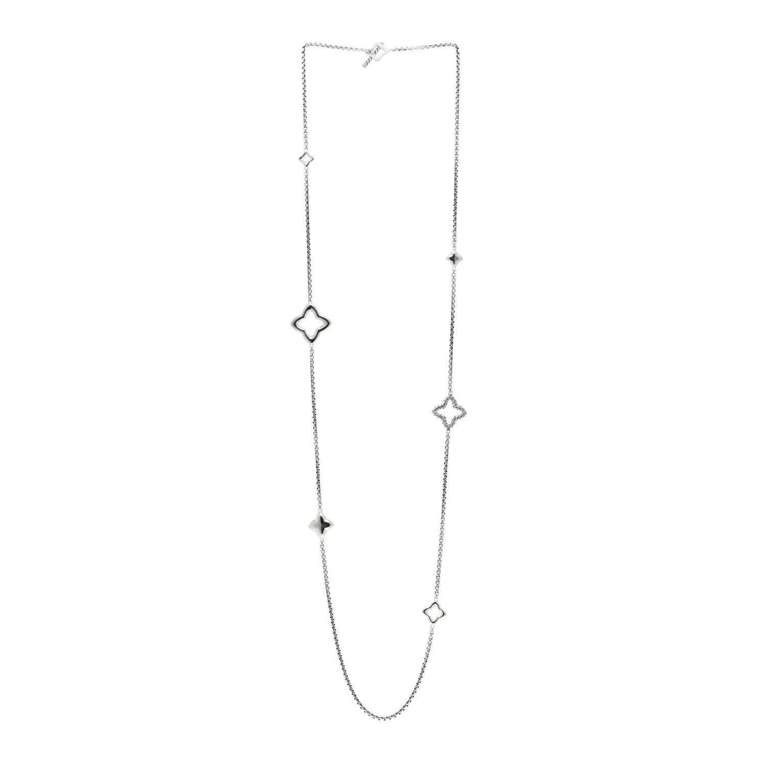 David Yurman Sterling Silver 25mm Quatrefoil Chain Necklace 3 of 4
