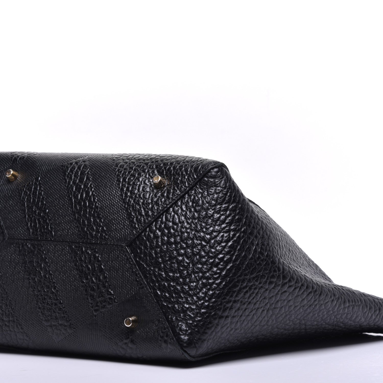 Burberry Signature Grain Calfskin Check Embossed Small Canterbury Tote Black 8 of 8