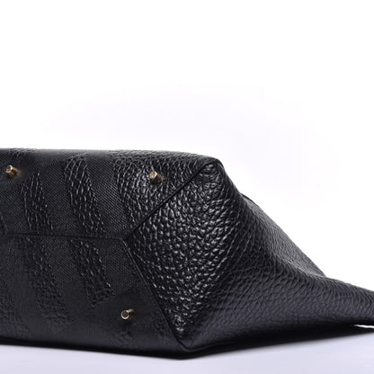 Burberry Signature Grain Calfskin Check Embossed Small Canterbury Tote Black 8 of 8