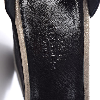 Hermes Suede Goatskin Tournis Wedge Sandals 36 Black 7 of 9