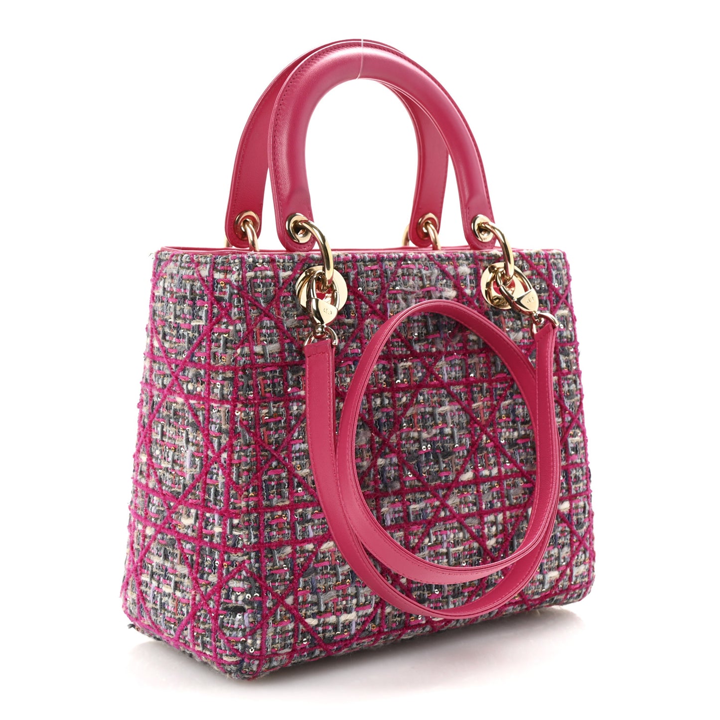 Tweed Medium Lady Dior Pink Multicolor