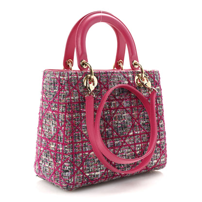Christian Dior Tweed Medium Lady Dior Pink Multicolor 3 of 10
