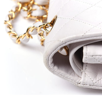 Chanel Lambskin Quilted Medium Double Flap White 13 of 15