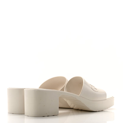 Gucci Rubber Gucci Logo Womens Platform 20/60mm Slide Sandals 42 Mystic White 4 of 9
