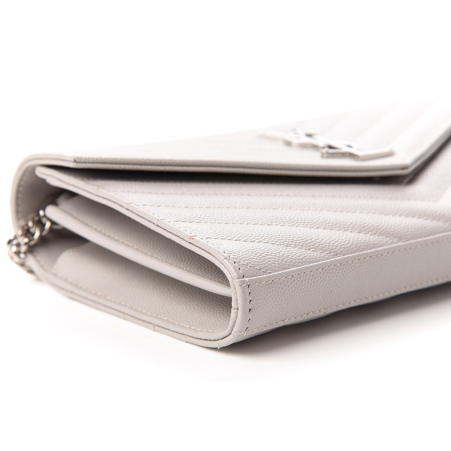 Grain De Poudre Matelasse Chevron Monogram Chain Wallet Granite
