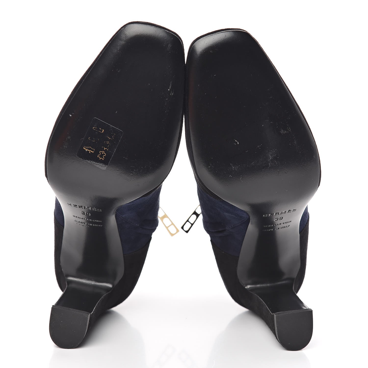 Hermes Suede Goatskin Neila Ankle Boots 39 Marine Black 9 of 10