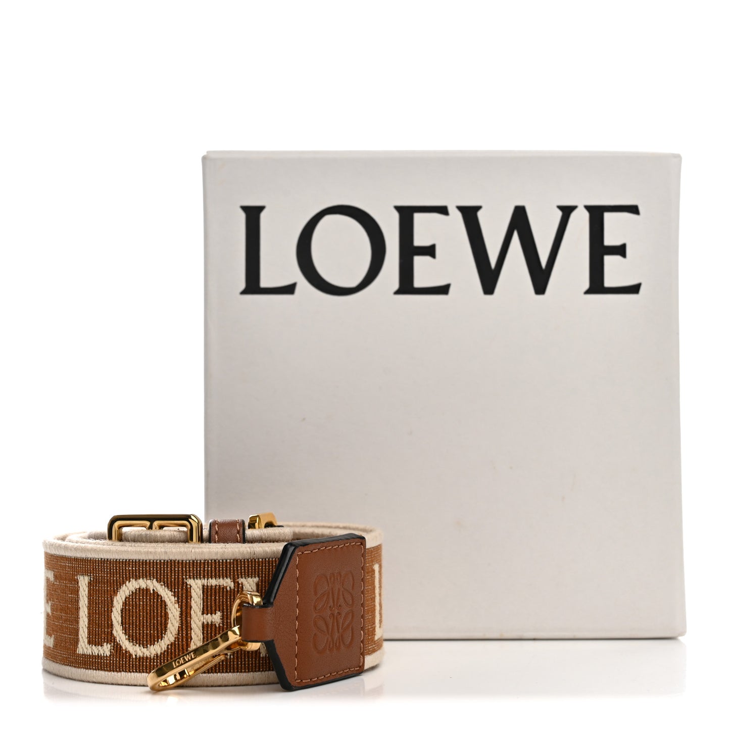 Calfskin Jacquard Anagram Strap Tan Pecan