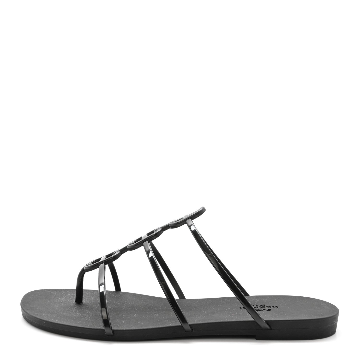 Hermes Rubber Womens Mykonos Sandals 38 Black 1 of 8