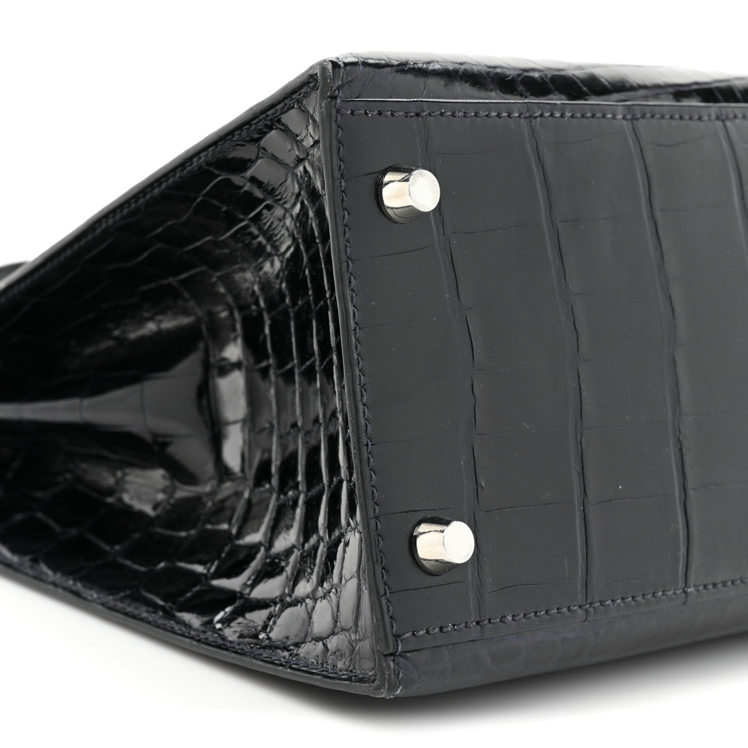 Hermes Shiny Niloticus Crocodile Kelly Sellier 28 Bleu Abysse 8 of 17