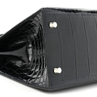 Hermes Shiny Niloticus Crocodile Kelly Sellier 28 Bleu Abysse 8 of 17