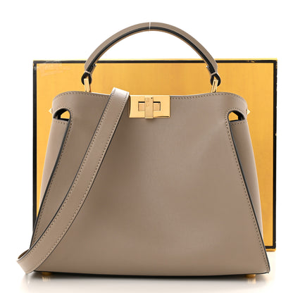 Fendi Vitello Tahiti Burro Medium Peekaboo Iconic Essentially Satchel Tortora Black 11 of 11