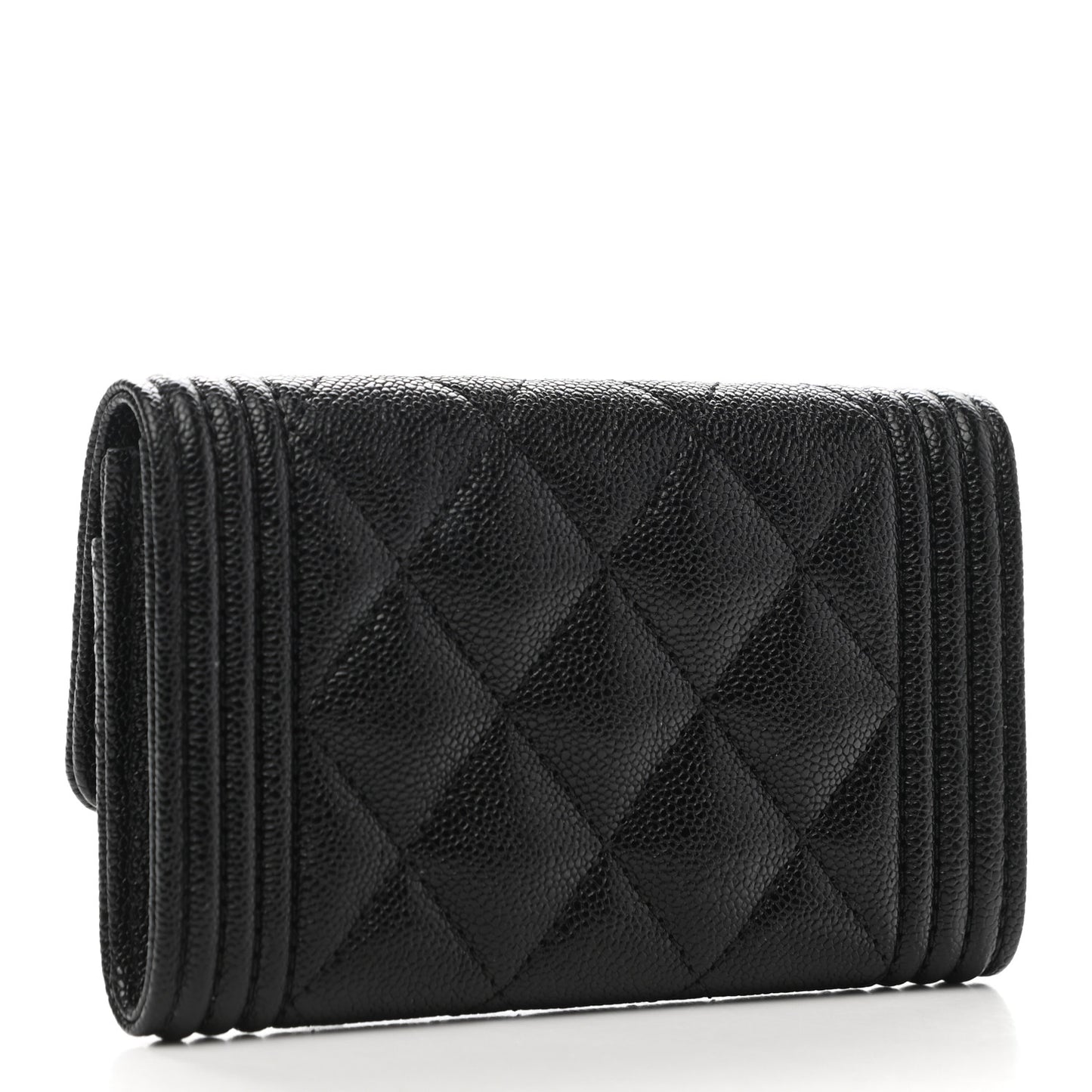 Caviar Quilted Boy Flap Card Holder Black