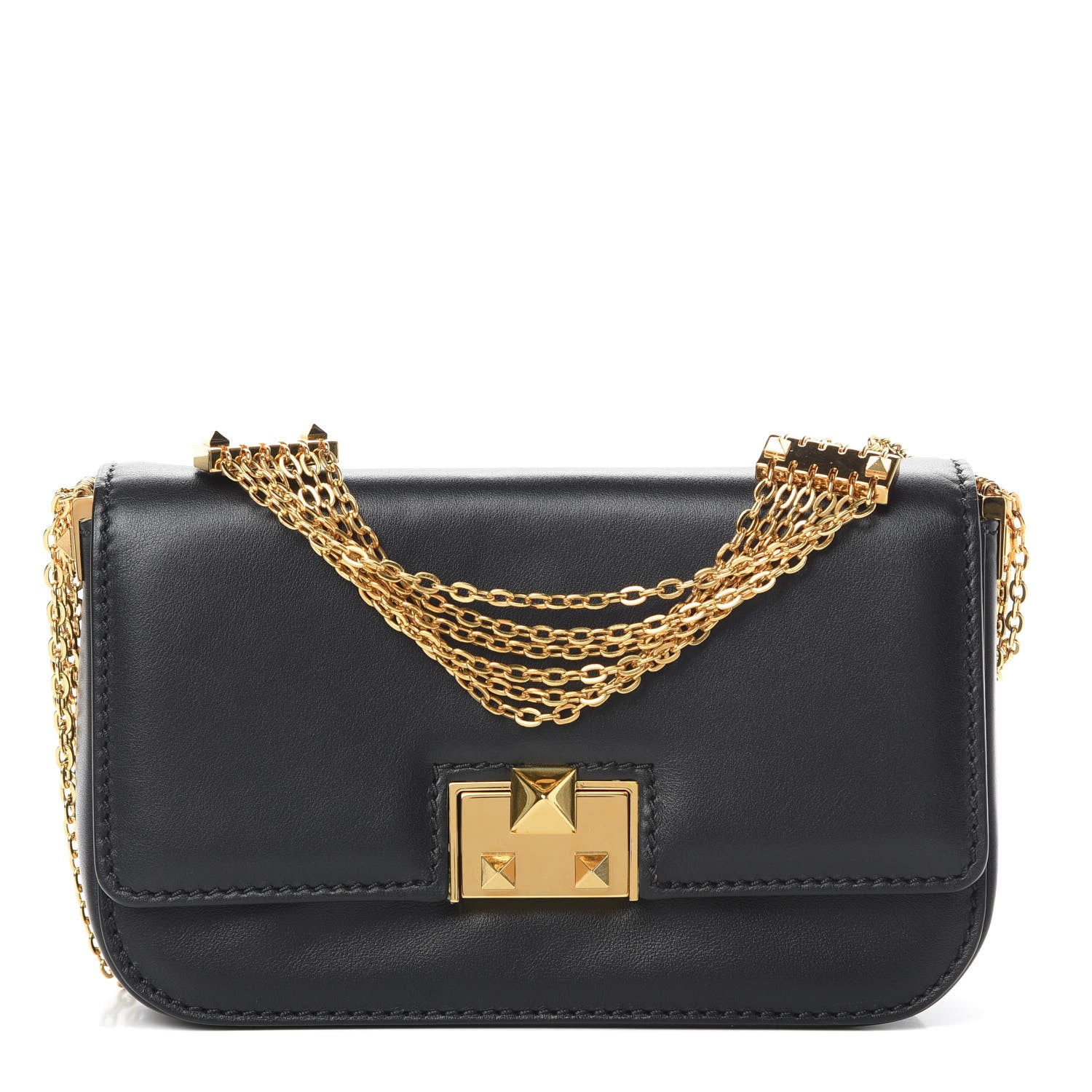 Valentino Garavani Vitello Multichain Shoulder Bag Black 1 of 11