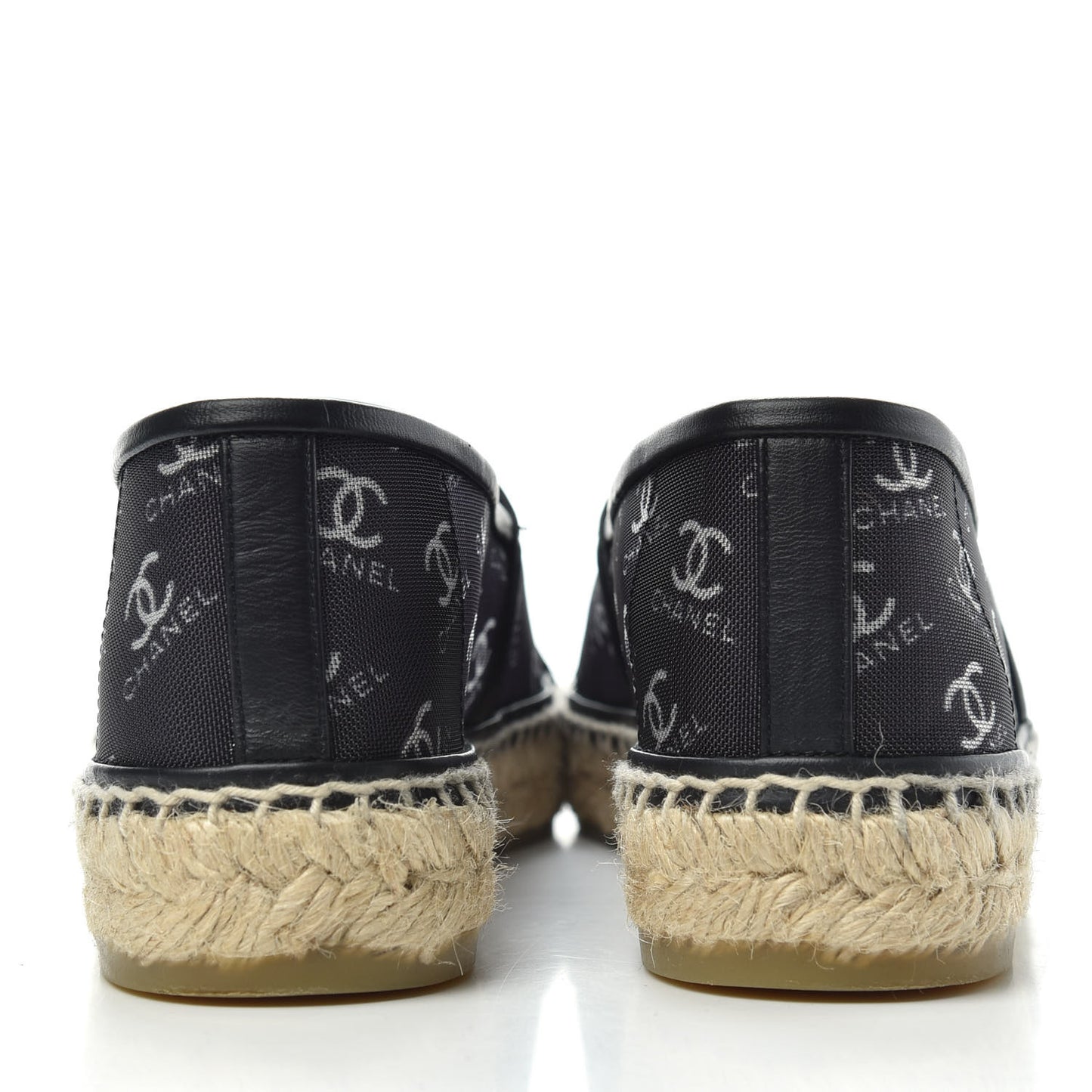 Mesh Grosgrain CC Espadrilles 38 Black White