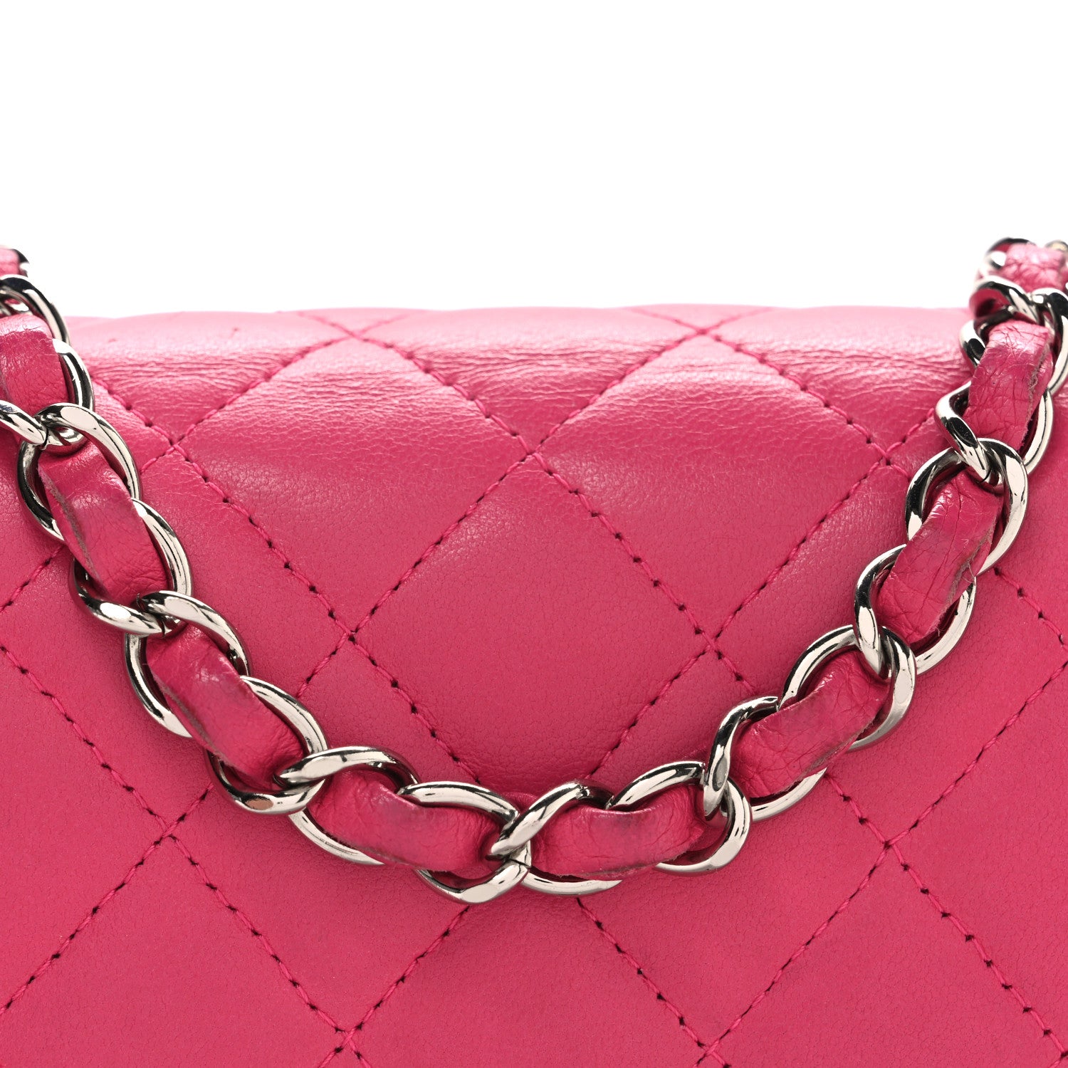 Chanel Lambskin Quilted Mini Square Flap Dark Pink 8 of 12