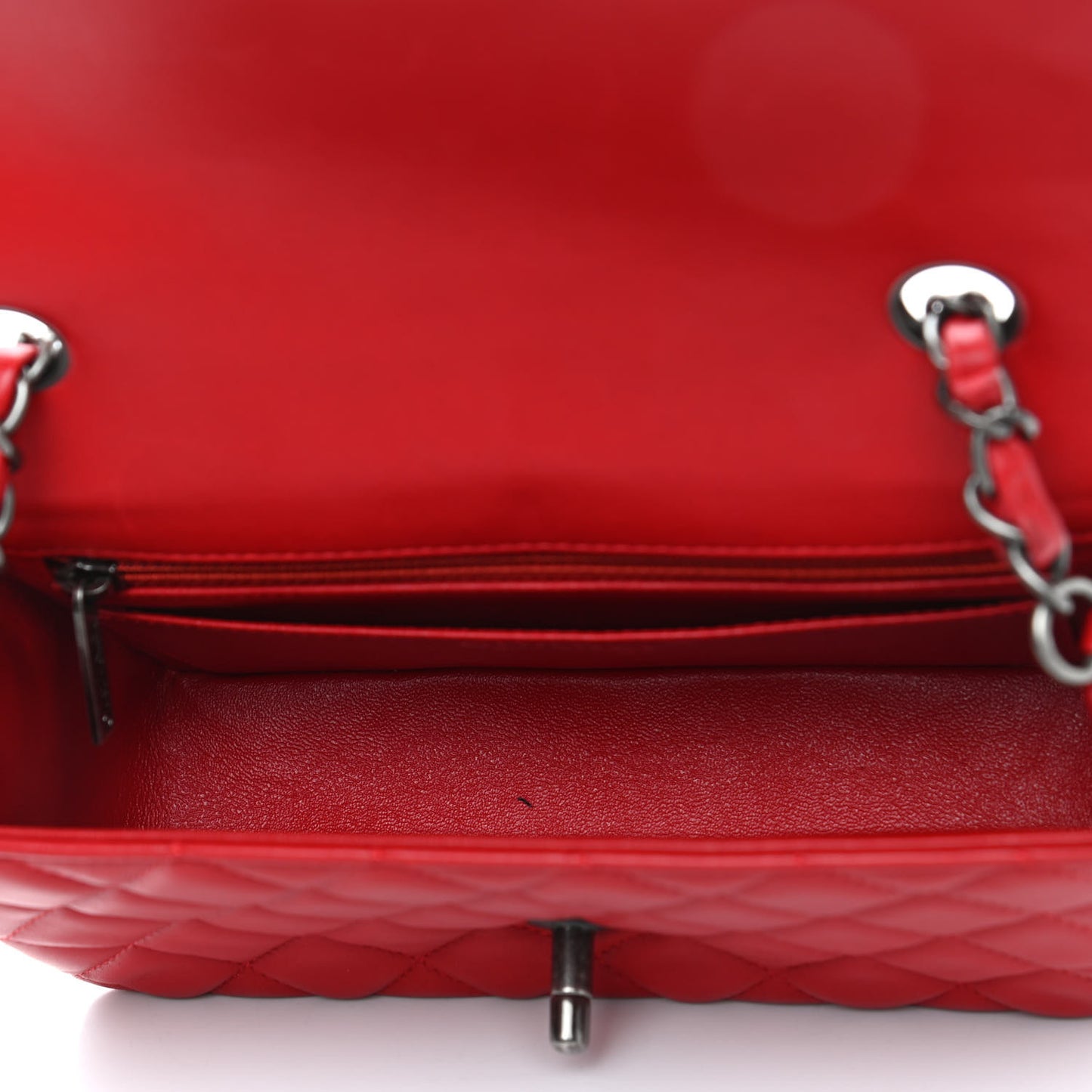 Lambskin Quilted Mini Rectangular Flap Red