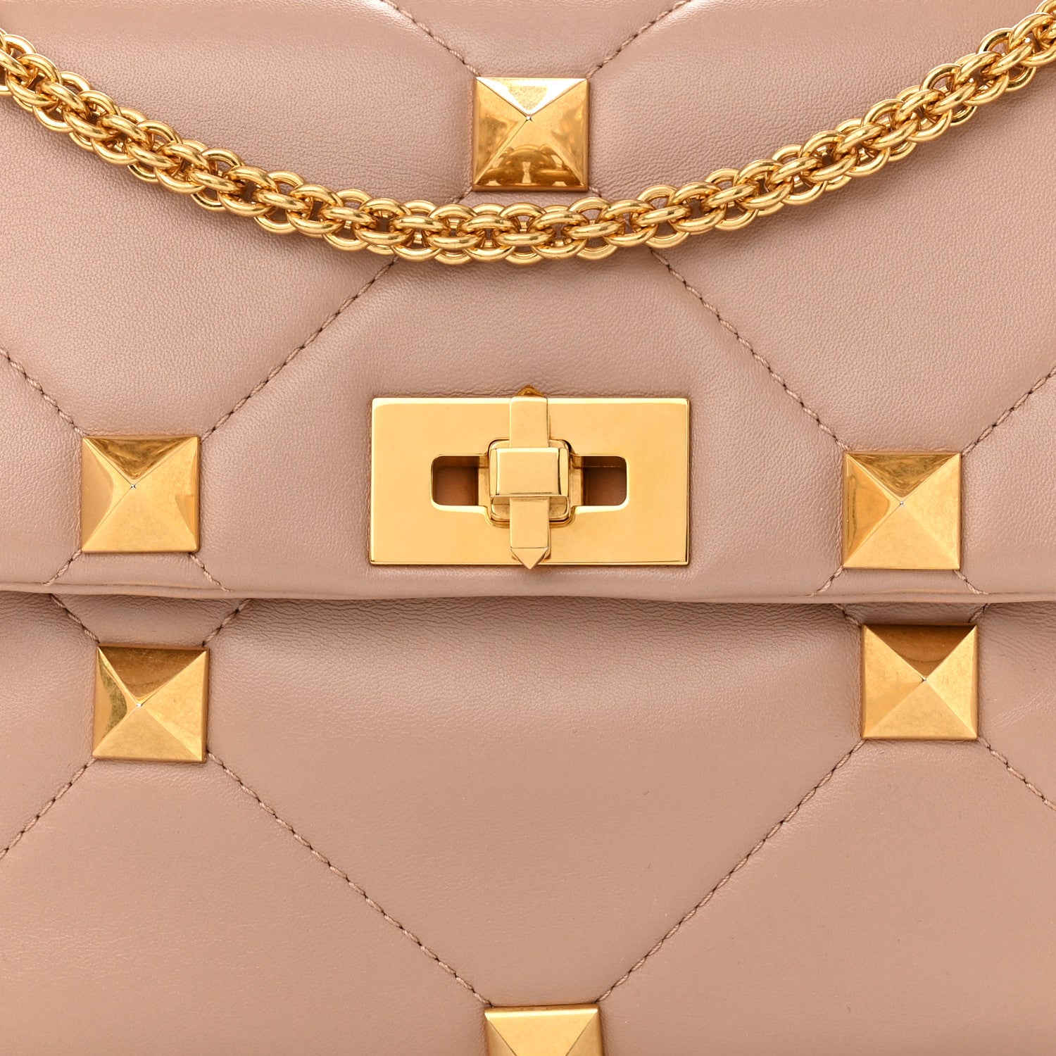 Valentino Garavani Nappa Large Roman Stud Shoulder Bag Rose Cannelle 7 of 9