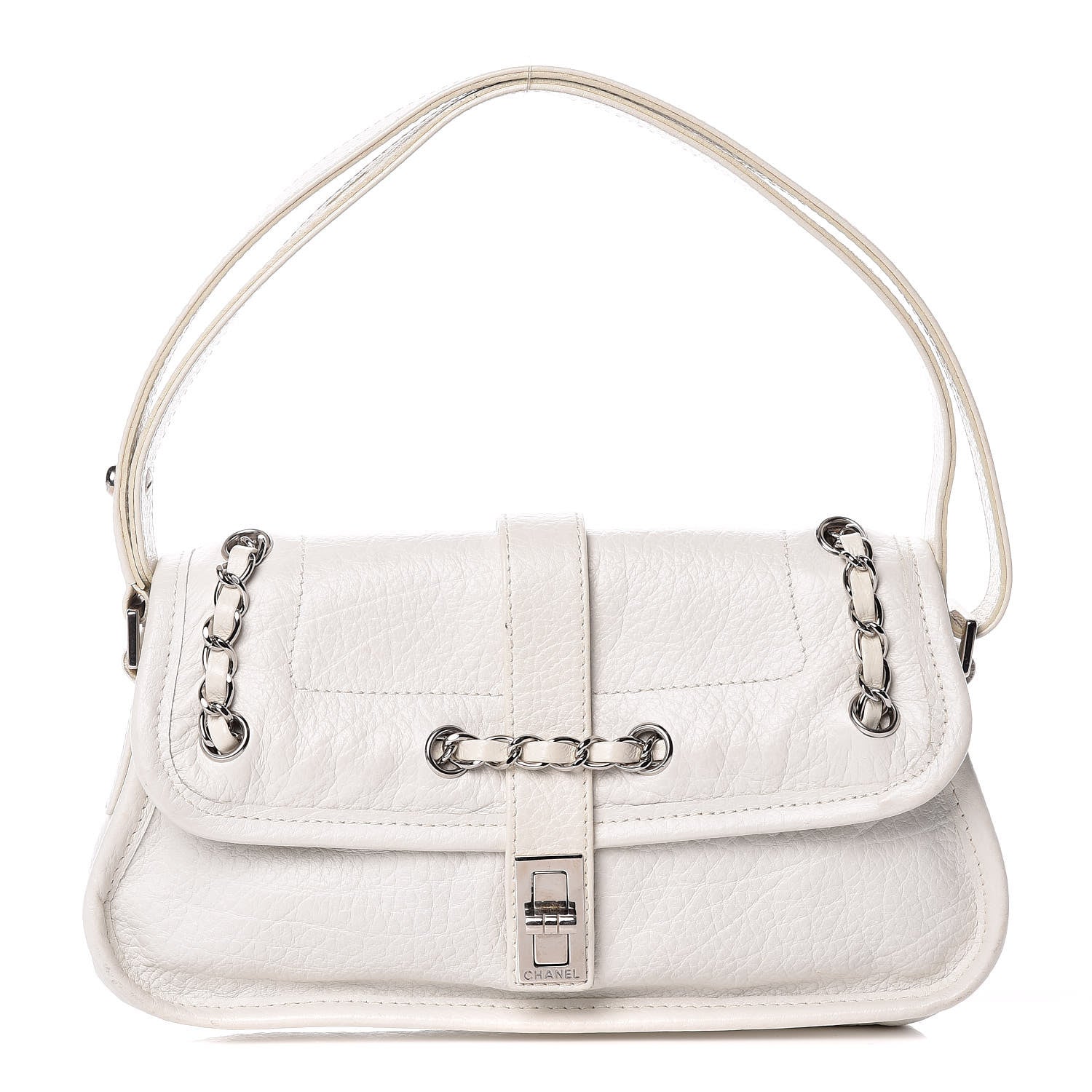 Chanel Calfskin Mademoiselle Flap Shoulder Bag White 1 of 12