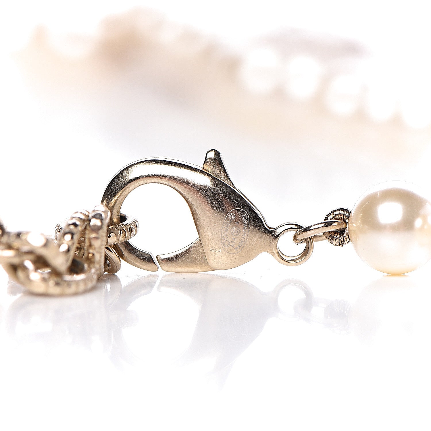 Chanel Pearl Gripoix CC Long Strand Necklace Gold Red 5 of 8