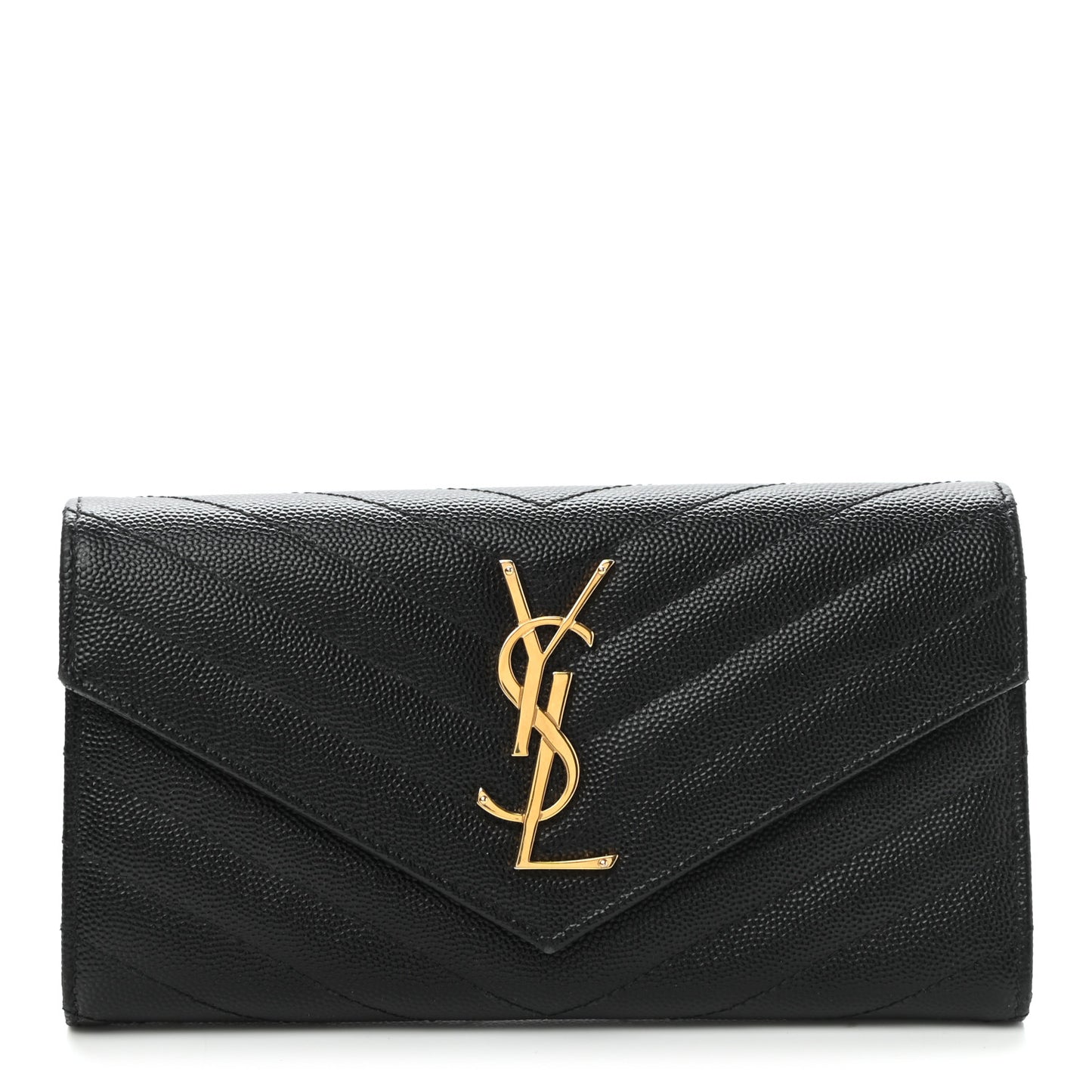 Grain De Poudre Matelasse Chevron Monogram Flap Wallet Black
