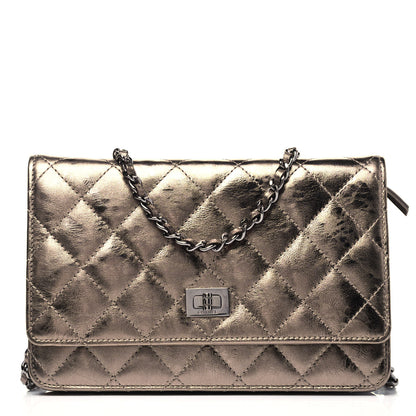 Chanel Metallic Aged Calfskin Quilted Reissue Wallet On Chain WOC Bronze 1 of 9