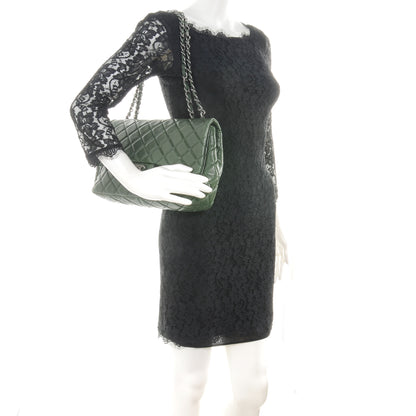 Chanel Lambskin Jumbo Single Flap Dark Green 2 of 7