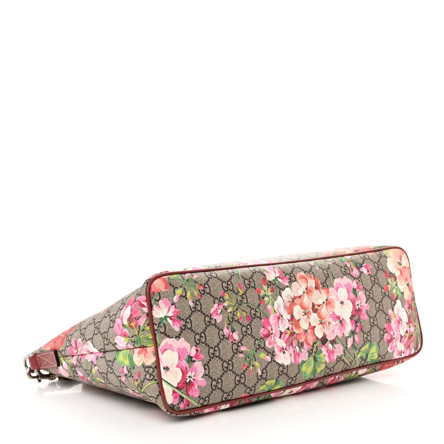 Gucci GG Supreme Monogram Blooms Medium Zippered Tote Beige Multicolor Dry Rose 4 of 18