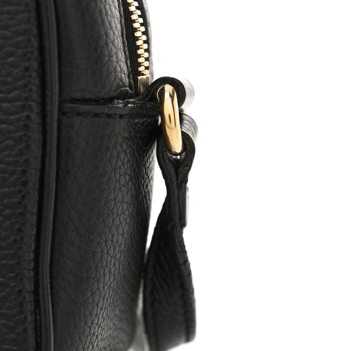Pebbled Calfskin Small Soho Disco Bag Black