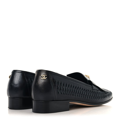 Chanel Lambskin Braided Kangaroo Mocassin Loafers 38.5 Black 5 of 8