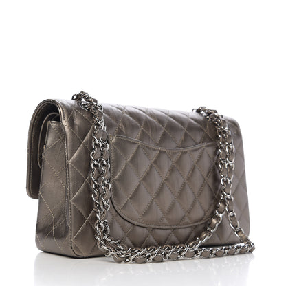 Chanel Metallic Calfskin Quilted Medium Double Flap Dark Silver 2 of 9