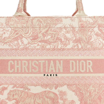 Christian Dior Canvas Embroidered Medium Dioriviera Toile De Jouy Book Tote Rose 8 of 10