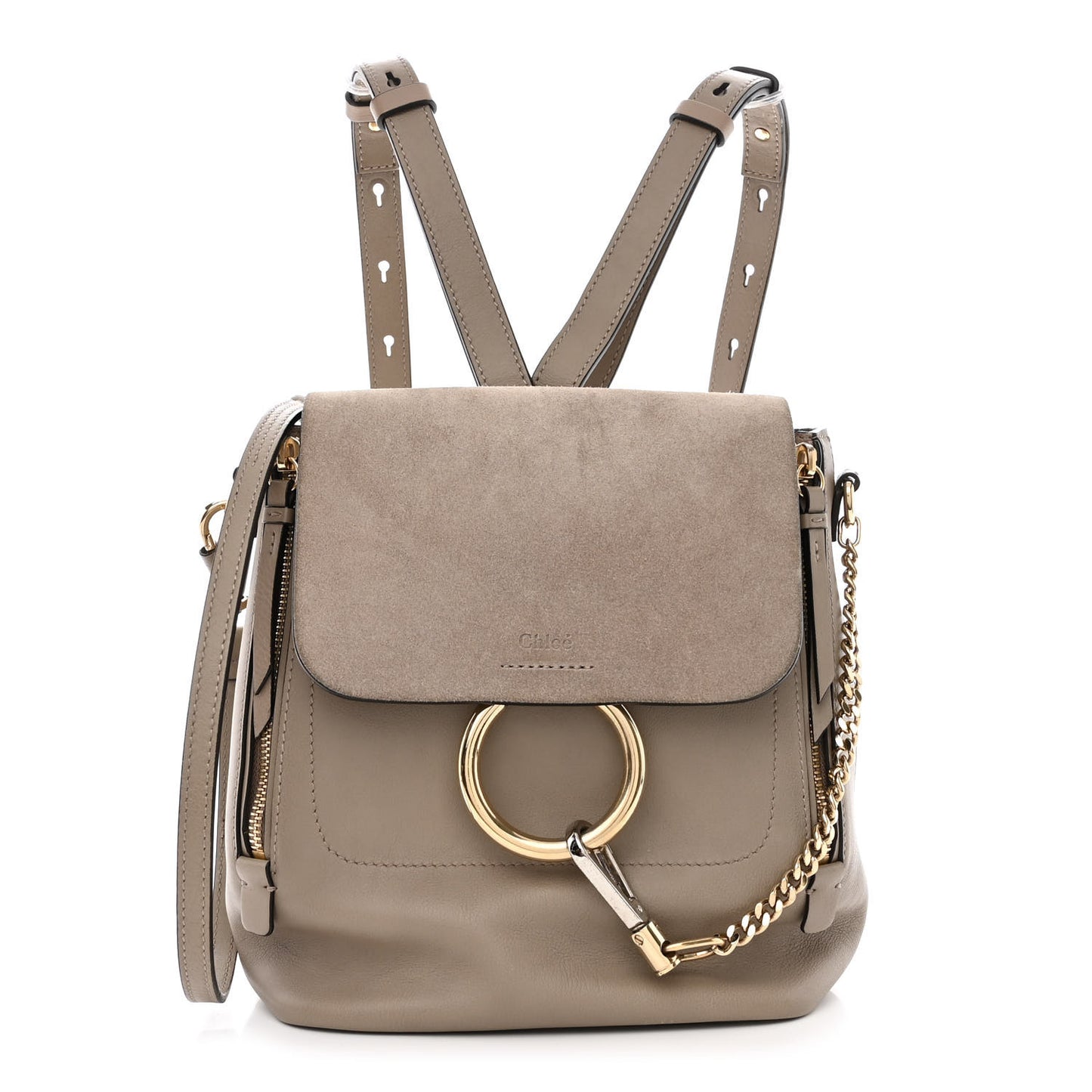 Suede Calfskin Medium Faye Backpack Motty Grey