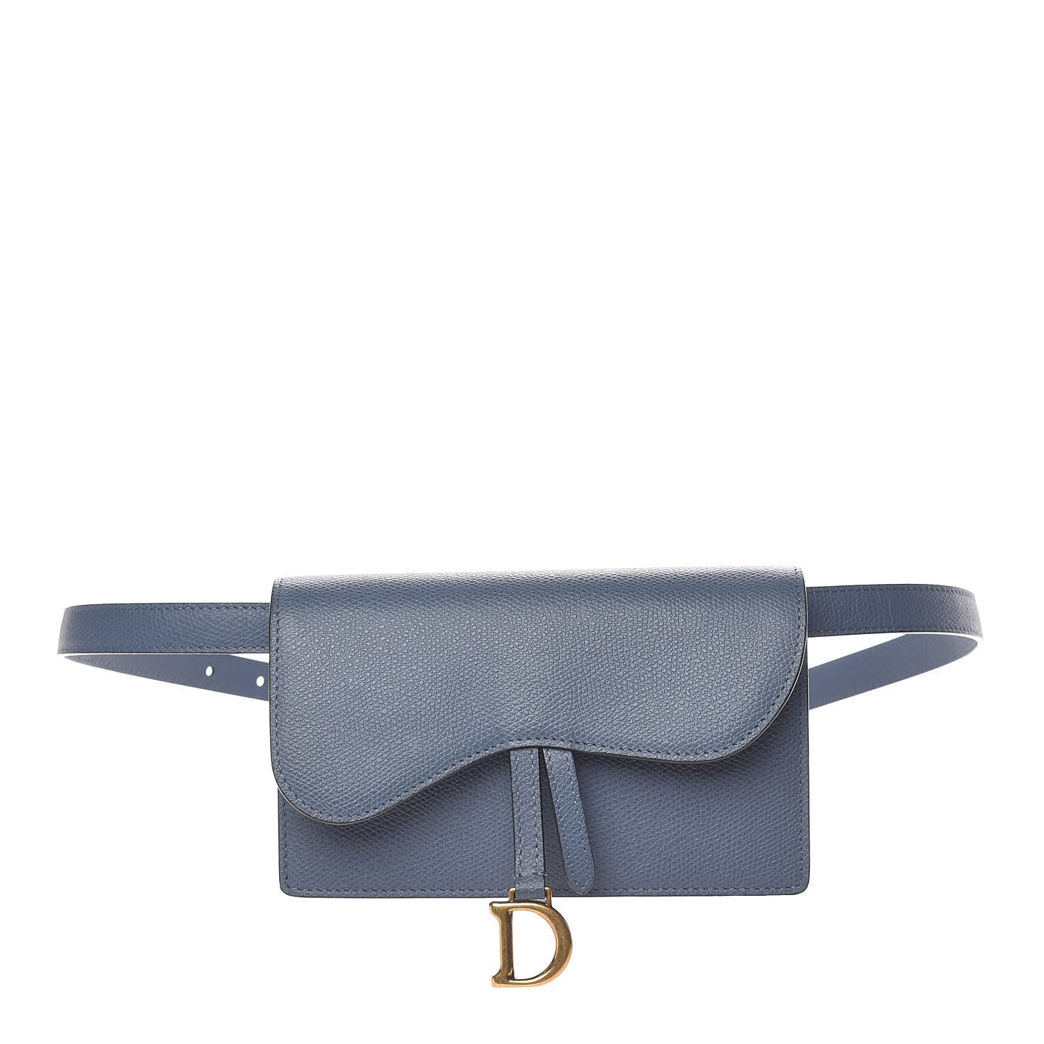 Christian Dior Grained Calfskin Saddle Belt Clutch Denim Blue 1 of 12