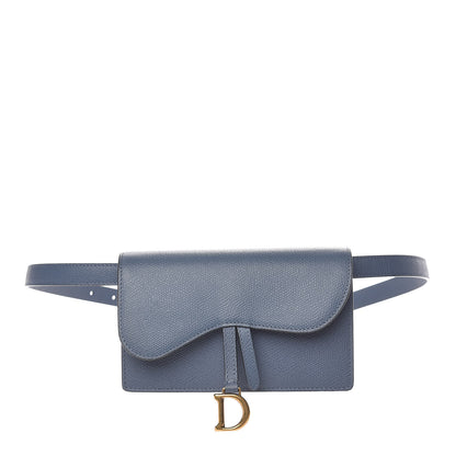 Christian Dior Grained Calfskin Saddle Belt Clutch Denim Blue 1 of 12