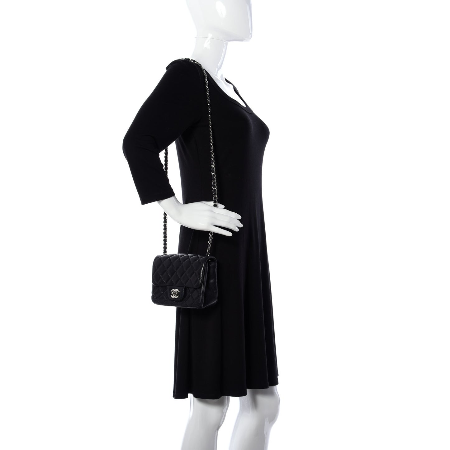 Lambskin Quilted Mini Square Flap Black