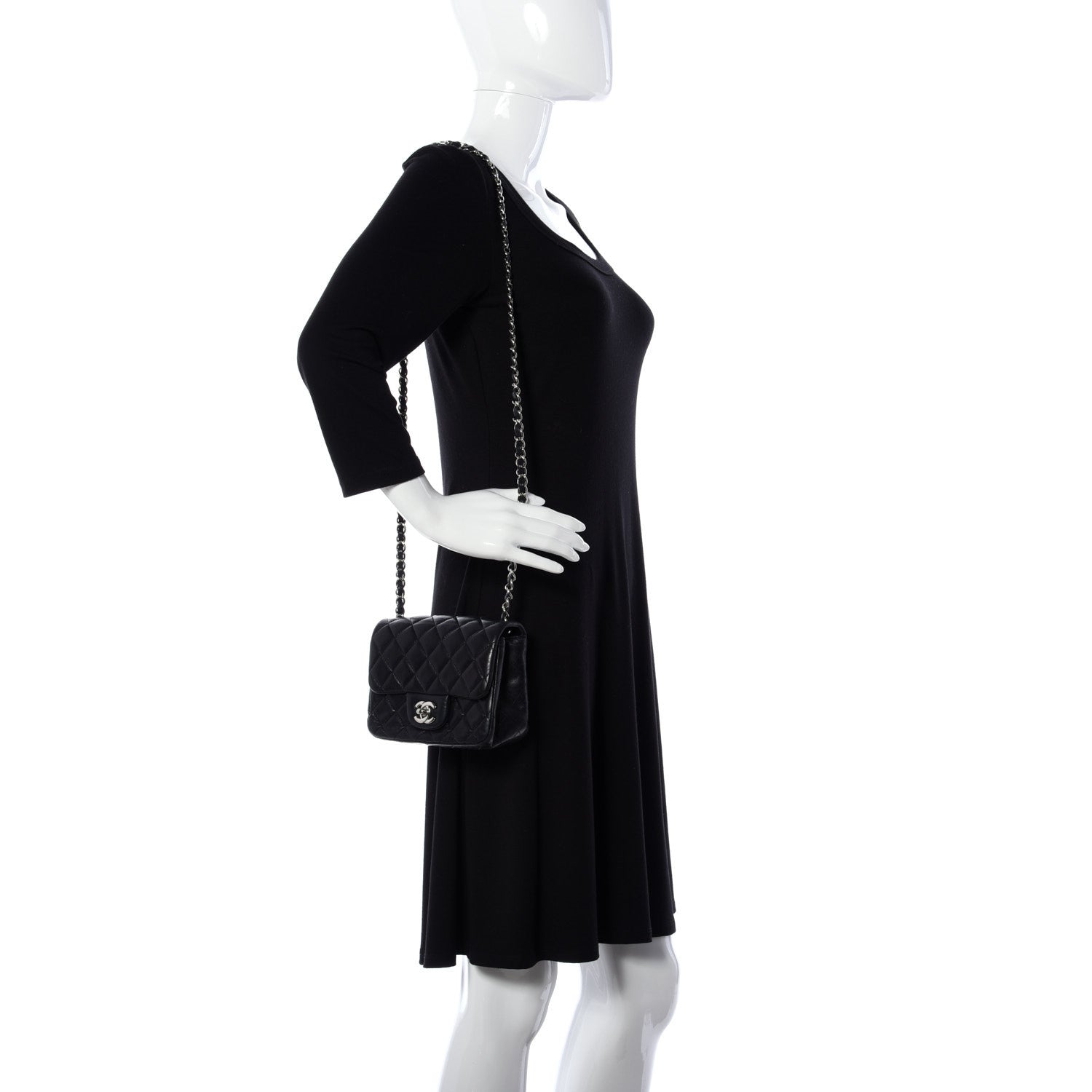 Chanel Lambskin Quilted Mini Square Flap Black 2 of 11