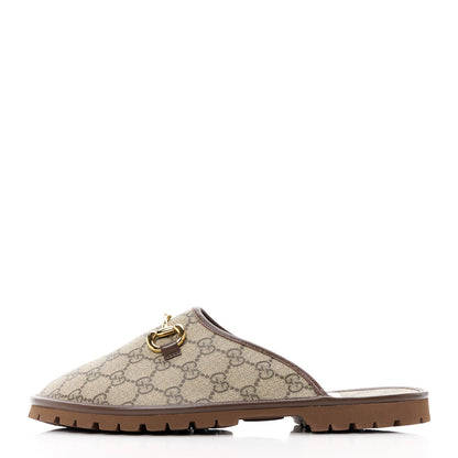 Gucci GG Supreme Monogram Granada Kid Mens Horsebit Lug Sole Mules 8 Beige Ebony New Acero 1 of 9