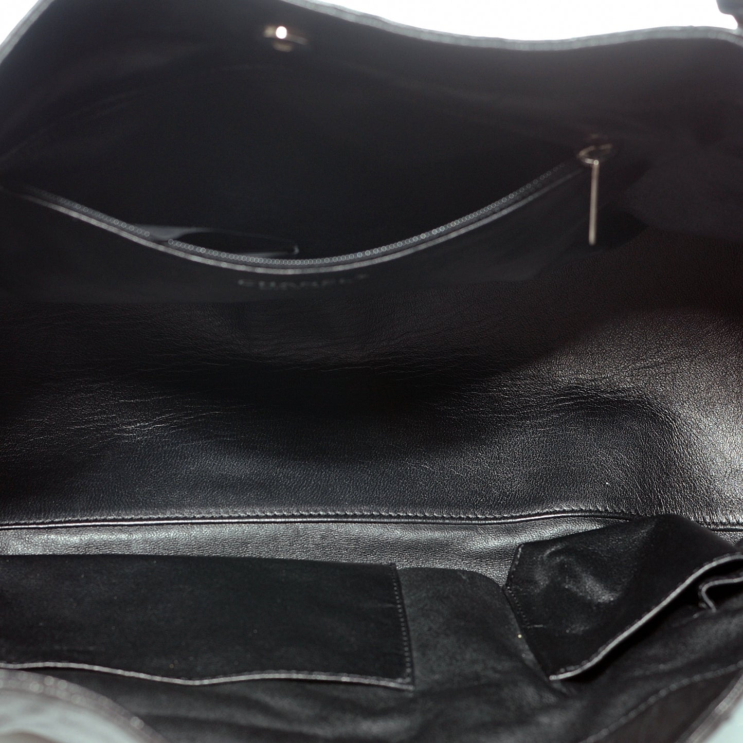 Leather Modern Chain Large Tote Black