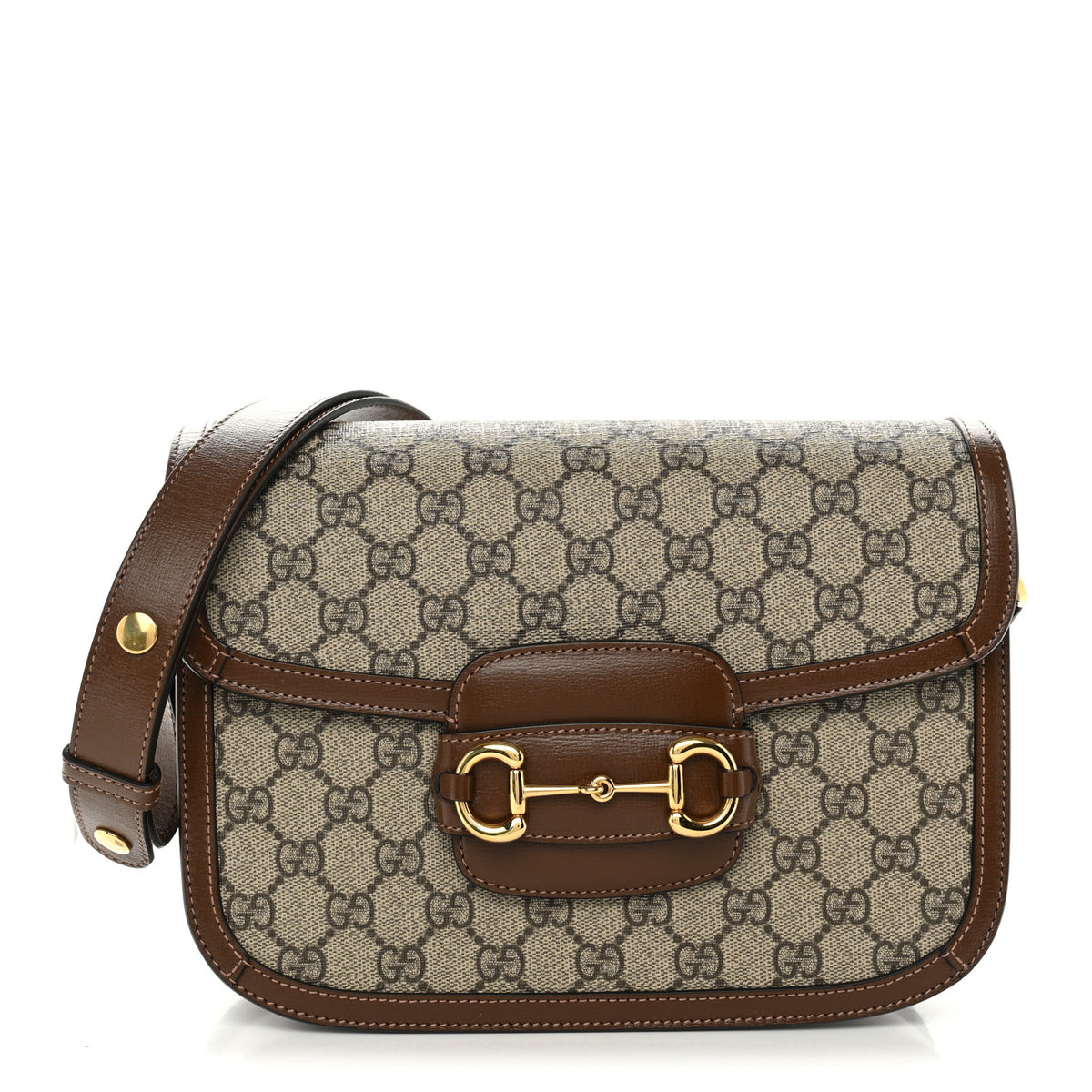 GG Supreme Monogram Horsebit 1955 Shoulder Bag Beige Brown Sugar