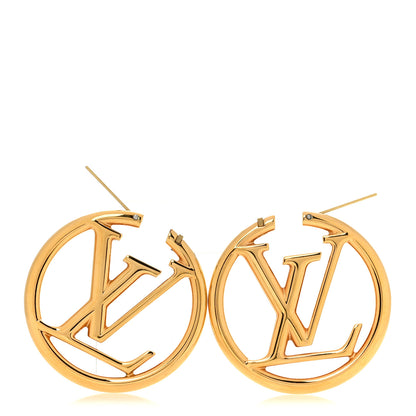 Louis Vuitton Metal Louise Hoop Earrings Gold 3 of 5