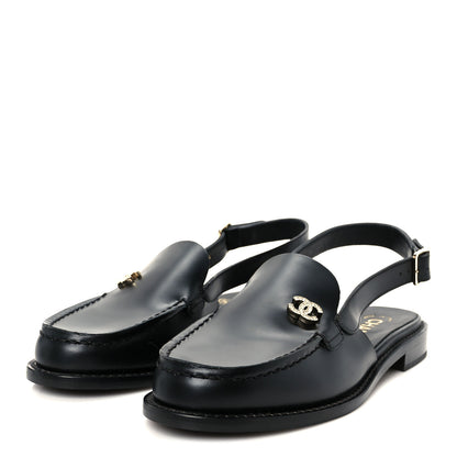 Chanel Calfskin Crystal Slingback Loafers 36 Black 4 of 9