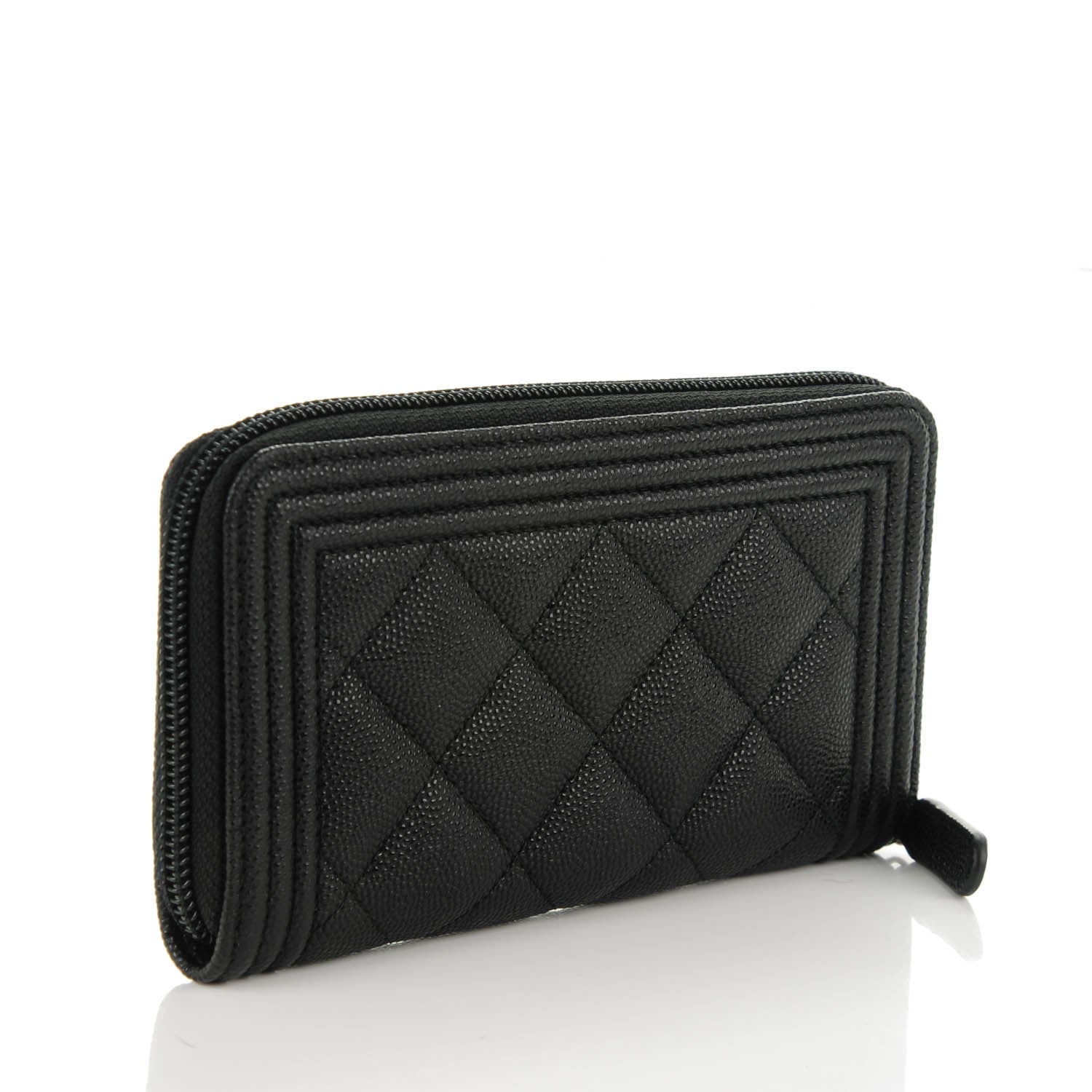 Chanel Caviar Quilted Boy Small Zip Around Wallet Black 3 of 6