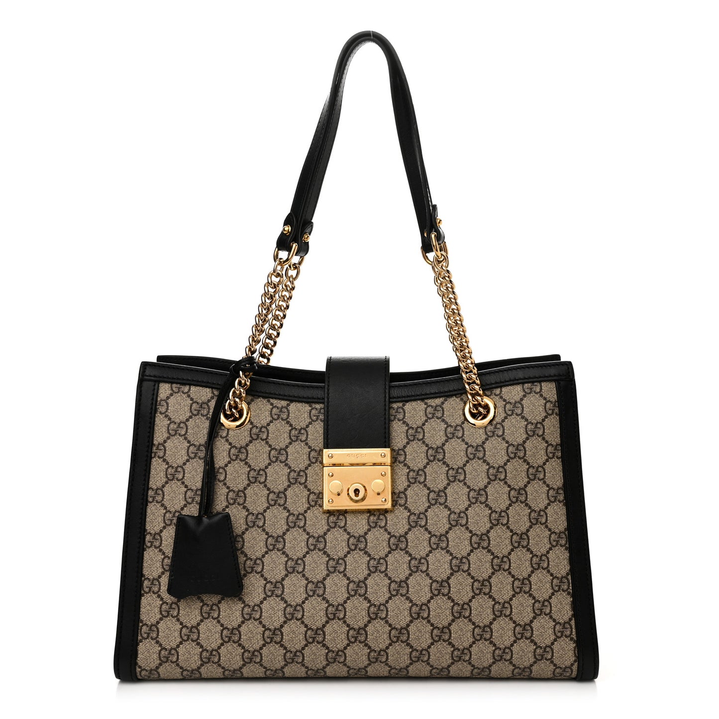 GG Supreme Monogram Medium Padlock Tote Black