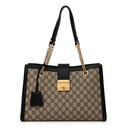 Gucci GG Supreme Monogram Medium Padlock Tote Black 1 of 12