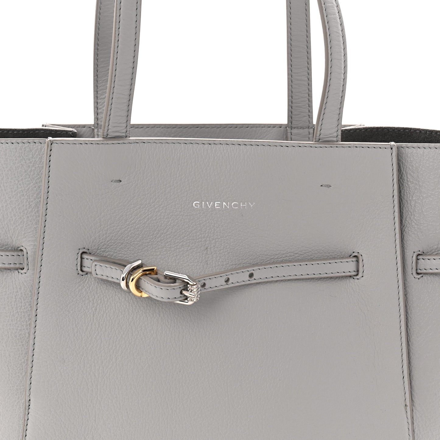 Calfskin Voyou Small North South Tote  Light Grey