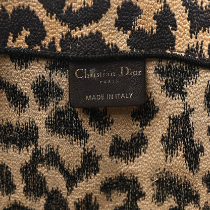 Christian Dior Canvas Mizza Embroidered Large Leopard Book Tote Beige 6 of 10